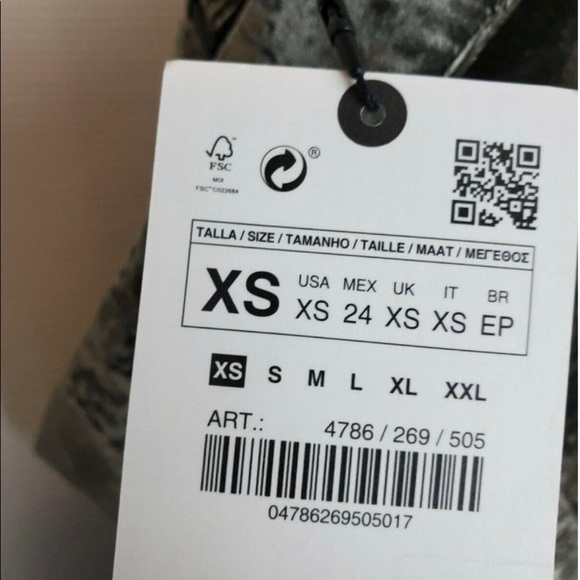 ✨HP✨ZARA XS Dark Green Velvet Midi Skirt - Picture 7 of 8